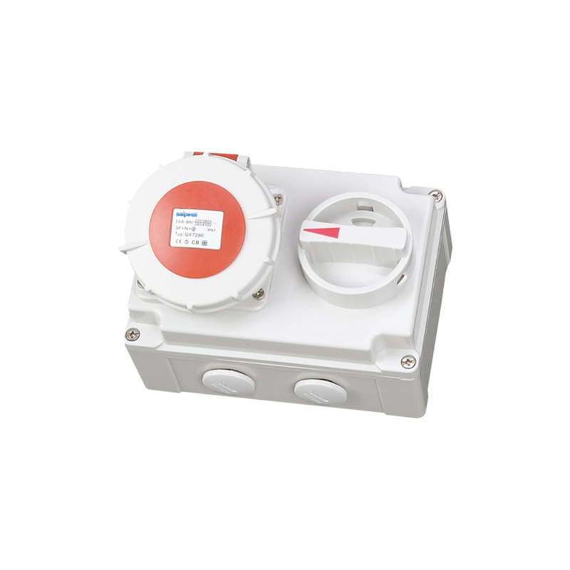 IP67 Industrial Wall Plug With Mechanical Interlock Type