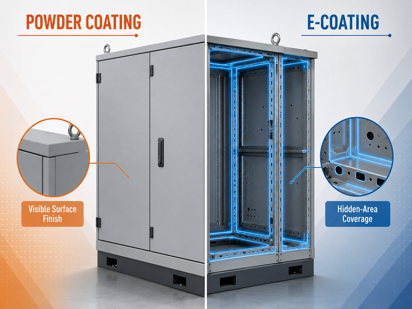Powder Coating vs E-Coating for Modular Cabinets: Which Surface Treatment Is Better for Industrial Use?